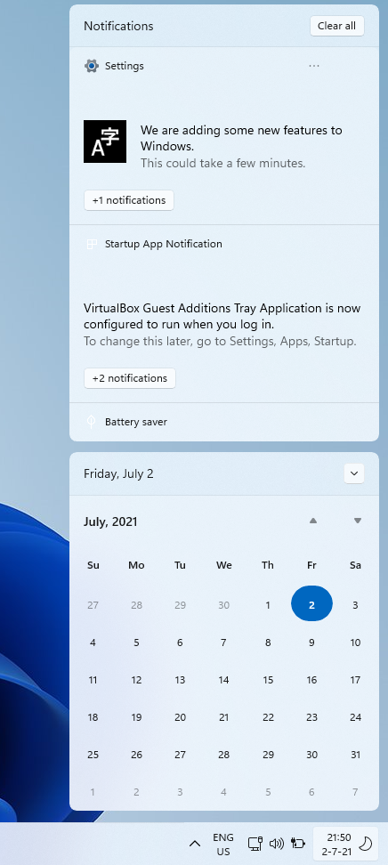 01 Notification Panel in Windows 11