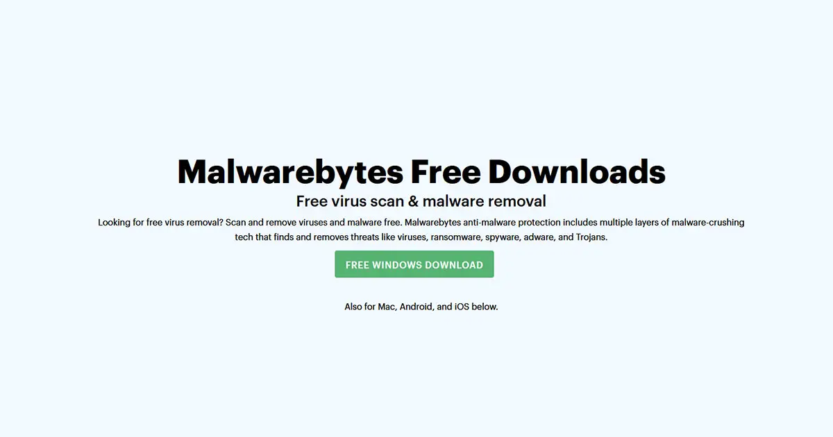 Malwarebytes Anti-Malware Free Best Free Antivirus for Windows 11